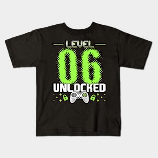 Level 6 Unlocked Video Gamer 6th Birthday Gamer Kids T-Shirt